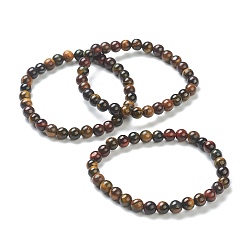 Œil De Tigre Tigre naturel bracelets en perles d'oeil extensibles, ronde, perles: 6~6.5 mm, diamètre intérieur: 2-1/4 pouce (5.55 cm)
