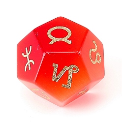 Красный Классические 12-гранные многогранные игральные кости «кошачий глаз», выгравировать двенадцать созвездий, игра-гадание, игрушка, красные, 20x20 мм