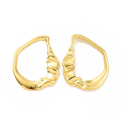 Real 18K Gold Plated Ion Plating(IP) 304 Stainless Steel Linking Rings, Ruffled Irregular Teardrop, Real 18K Gold Plated, 32x25x3mm, Inner Diameter: 17x25mm