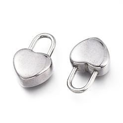 Stainless Steel Color 304 Stainless Steel Pendants, Heart Lock, Stainless Steel Color, 18.5x11.5x5.8mm, Hole: 7.5x4.5mm