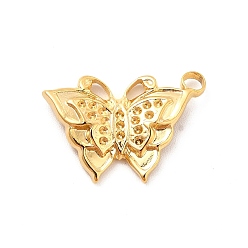 Real 18K Gold Plated Ion Plating(IP) 304 Stainless Steel Pendant Rhinestone Settings, Butterfly, Real 18K Gold Plated, Fit For 0.8mm Rhinestone, 13.5x20x3mm, Hole: 2mm
