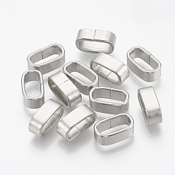 Stainless Steel Color 304 Stainless Steel Slide Charm, Rectangle Oval, Stainless Steel Color, 12.5x5x7mm, Hole: 4x10mm
