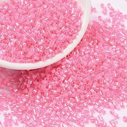 Hot Pink Cylinder Seed Beads, Ceylon, Round Hole, Uniform Size, Hot Pink, 2x1.5mm, Hole: 0.8mm, about 40000pcs/bag, about 450g/bag