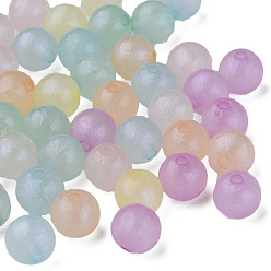 Couleur Mélangete Perles acryliques placage irisé arc-en-ciel, perles de paillettes, ronde, couleur mixte, 8x7mm, Trou: 1.8mm, environ1920 pcs / 500 g