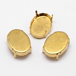 Золотой Овальные латунные шпильки для пришивания, настройки когтей для остроконечных страз, золотые, 8x6x0.4 мм, пригодный для 6x8 кабошонов mm, около 800 шт / упаковка