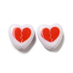 Rouge Perles en émail acrylique opaque, cœur, rouge, 8.5x8.5x4mm, Trou: 1.5mm