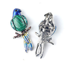 Malachite Parrot Natural Malachite Brooch Pin for Women, 68x28mm