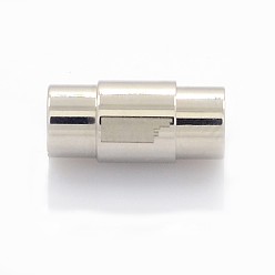 Stainless Steel Color Smooth 304 Stainless Steel Magnetic Screw Clasps, Locking Tube Magnetic Clasps, Column, Stainless Steel Color, 18x7mm, Hole: 6mm