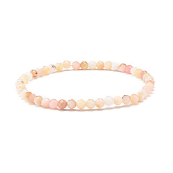Opale Rose Bracelet extensible perlé rond opale rose naturel, bijoux en pierres précieuses pour femmes, diamètre intérieur: 2-1/4 pouce (5.6 cm), perles: 4 mm