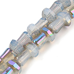 Gainsboro Electroplate Glass Beads Strands, AB Color Plated, Faceted, Mushroom, Gainsboro, 12x8mm, Hole: 1mm, about 50pcs/strand, 22.83''(58cm)