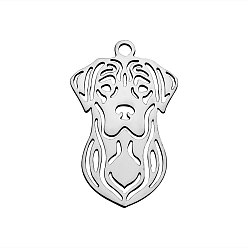 Stainless Steel Color 201 Stainless Steel Puppy Pendants, Labrador Retriever Dog Head, Stainless Steel Color, 24.5x16x1mm, Hole: 1.5mm