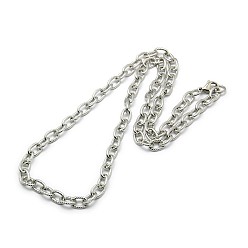 Stainless Steel Color Fashionable 304 Stainless Steel Twisted Grain Cable Chain Necklaces, with Lobster Claw Clasps, Stainless Steel Color, 20 inch~21 inch(50.8~53.3cm)x7mm