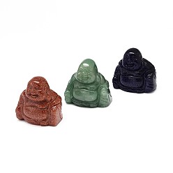 Mixed Stone Gemstone 3D Buddha Home Display Buddhist Decorations, Mixed Color, 36x35x21mm