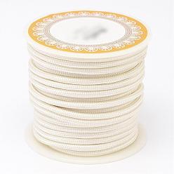 White Braided Polyester Cords, Round, White, 3mm, about 8.74 yards(8m)/roll