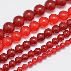 Red Natural & Dyed Malaysia Jade Bead Strands, Imitation Red Agate, Round, Red, 10mm, Hole: 1.0mm, about 38pcs/strand, 15 inch