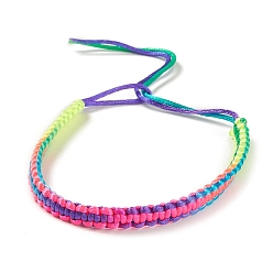 Colorful Rainbow Color Polyester Braided Adjustable Bracelet Making for Women, Colorful, 11-3/8~11-5/8 inch(28.9~29.5cm), 6mm