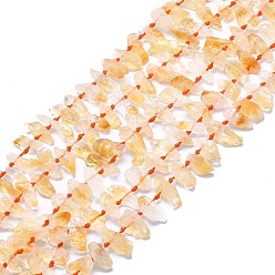 Citrine Natural Citrine Beads Strands, Nuggets, 16~25x4.5~10x4.5~10mm, Hole: 1mm, about 46~47pcs/strand, 15.55 inch(39.5cm)