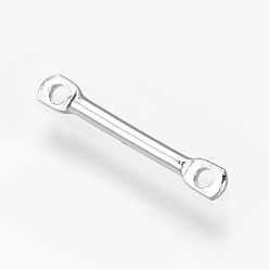 Real Platinum Plated Brass Bar Links connectors, Nickel Free, Real Platinum Plated, Column, 25x2x1mm, Hole: 1mm