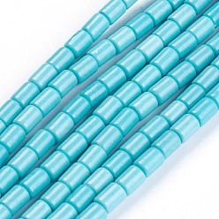 Turquoise Chapelets de perles synthétiques howlite, teint, colonne, turquoise, 5~5.5x3.5mm, Trou: 0.8mm, Environ 31 pcs/chapelet, 6.1 pouce (15.5 cm)