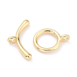 Real 18K Gold Plated Rack Plating Brass Toggle Clasps, Long-Lasting Plated, Ring, Real 18K Gold Plated, Ring: 14x10.5x1.5mm, Hole: 1.6mm, Bar: 18x9x2mm, Hole: 1.6mm