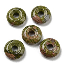 Unakite Natural Unakite Pendants, Donut/Pi Disc Charms, 17~18x4~6mm, Hole: 5~6mm