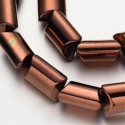 Copper Plated Electroplate Non-magnetic Synthetic Hematite Beads Strands, Rectangle, Copper Plated, 12x8x6mm, Hole: 1mm, about 35pcs/strand, 15.7 inch