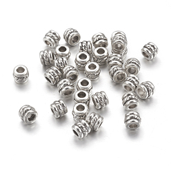 Antique Silver Tibetan Style Alloy Spacer Beads, Column, Antique Silver, Lead Free & Cadmium Free & Nickel Free, 5x4mm, Hole: 2.2mm