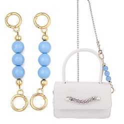 Light Sky Blue Bag Extension Chain, with ABS Plastic Beads and Light Gold Alloy Spring Gate Rings, for Bag Replacement Accessories, Light Sky Blue, 14x1.75cm