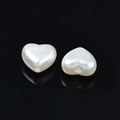 Seashell Color ABS Plastic Imitation Pearl Beads, Heart, Seashell Color, 8x9x5mm, Hole: 1.5mm, about 2590pcs/500g