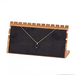 Серый Бамбуковая подставка для ожерелья, L-образный длинный стенд, прямоугольные, серые, 24x1.2x12.1 см
