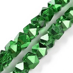 Зеленый Прозрачные стеклянные бусины, многоугольник, зелёные, 7 мм, отверстие : 1.2 мм, около 68 шт / нитка, 19.29''~19.69'' (49~50 см)