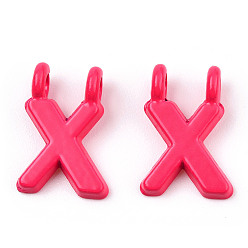 Letter X Rack Plating Spray Painted Alloy 2-Loop Link Pendants, Letter Charms, Lead Free & Nickel Free & Cadmium Free, Letter.X, 14.5x10x2mm, Hole: 2mm