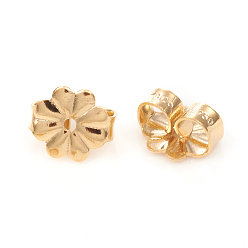Golden 304 Stainless Steel Ear Nuts, Butterfly Earring Backs for Post Earrings, Flower, Golden, 6.5x6x3.5mm, Hole: 1mm