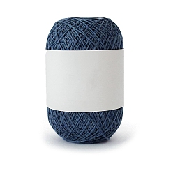 Marine Blue 175M Size 5 Linen & Polyester Crochet Threads, Embroidery Thread, Yarn for Lace Hand Knitting, Marine Blue, 1mm