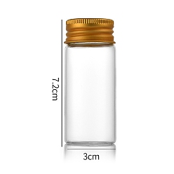 Oro Botellas de vidrio transparente contenedores de cuentas, tubos de almacenamiento de cuentas con tapa de rosca y tapa de aluminio, columna, dorado, 3x7 cm, capacidad: 30 ml (1.01 fl. oz)