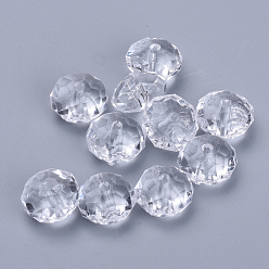 Claro Abalorios de acrílico transparentes, facetados, Rondana plana, Claro, 11.5x7 mm, Agujero: 2 mm, sobre 925 unidades / 500 g