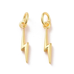 Real 18K Gold Plated Brass Charms, with Jump Ring, Cadmium Free & Lead Free, Lightning, Real 18K Gold Plated, 14.5x2.5x2mm, Hole: 3mm