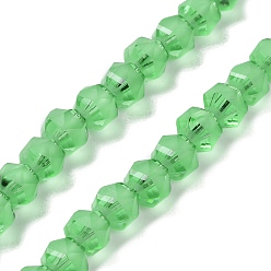 Lime Vert Plaquent verre transparent perles brins, givré, facette, lanterne, lime green, 7x7.8x7.5mm, Trou: 1.5mm, Environ 72 pcs/chapelet, 20.79'' (52.8 cm)