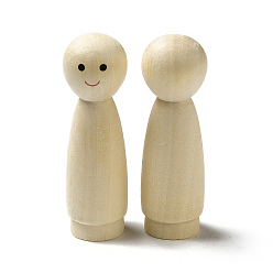 Beige Unfinished Wooden Peg Dolls Display Decorations, for Painting Craft Art Projects, Beige, 21.5x70.5mm