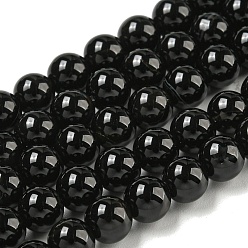 Black Onyx Brins de perles rondes en onyx noir naturel, teint, 10mm, Trou: 1mm, Environ 38 pcs/chapelet, 14.9 pouce