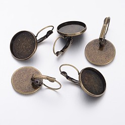 Antique Bronze Brass Leverback Earring Findings, Antique Bronze, 20x32mm, Tray: 18mm