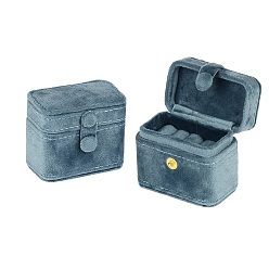 Azul Claro Caja de almacenamiento de anillos de joyería de terciopelo rectangular con ranura 4 y botón a presión, joyero portátil de viaje, para anillos, aretes, azul claro, 6.5x3.8x5 cm