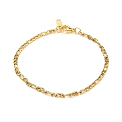 Oro 304 pulsera de cadenas figaro de acero inoxidable para hombres y mujeres, dorado, 7-5/8 pulgada (19.5 cm)