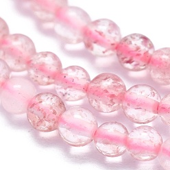 Quartz Fraise Naturel de fraise de quartz brins de perles, ronde, 2mm, Trou: 0.5mm, Environ 195 pcs/chapelet, 15.35 pouce (39 cm)
