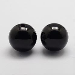 Black Onyx Perles d'onyx noir naturel, ronde, 20mm, Trou: 3~4mm