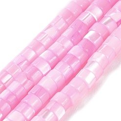 Pearl Pink Natural Trochus Shell Dyed Beads Strands, Flat Round/Disc, Heishi Beads, Pearl Pink, 4x2.5mm, Hole: 1mm, about 155~157pcs/strand, 15.67~15.87''(39.8~40.3cm)