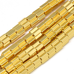 Plateado en Oro Electroplate no magnéticas de hematita sintética hebras de cuentas, polígono, oro chapado, 4x4x4 mm, agujero: 2 mm, sobre 97 unidades / cadena, 15.7 pulgada