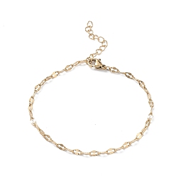 Golden Ion Plating(IP) 304 Stainless Steel Dapped Link Chain Bracelets for Men Women, Golden, 7-1/8 inch(18cm)