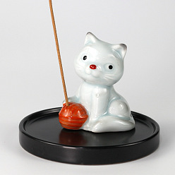 Blanco Quemadores de incienso de porcelana, porta incienso gato, Suministros budistas zen de la casa de té de la oficina en el hogar, blanco, 100x75 mm