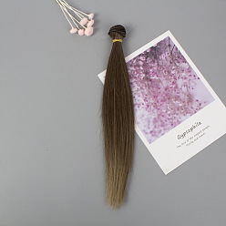 Café Cheveux longs et raides de coiffure de poupée de fibre à haute température, pour bricolage fille bjd making accessoires, café, 25~30 cm